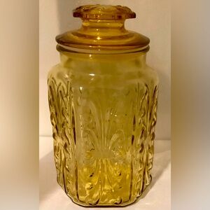 VTG LE Smith Imperial Atterbury Scroll Amber Glass Canister 9"